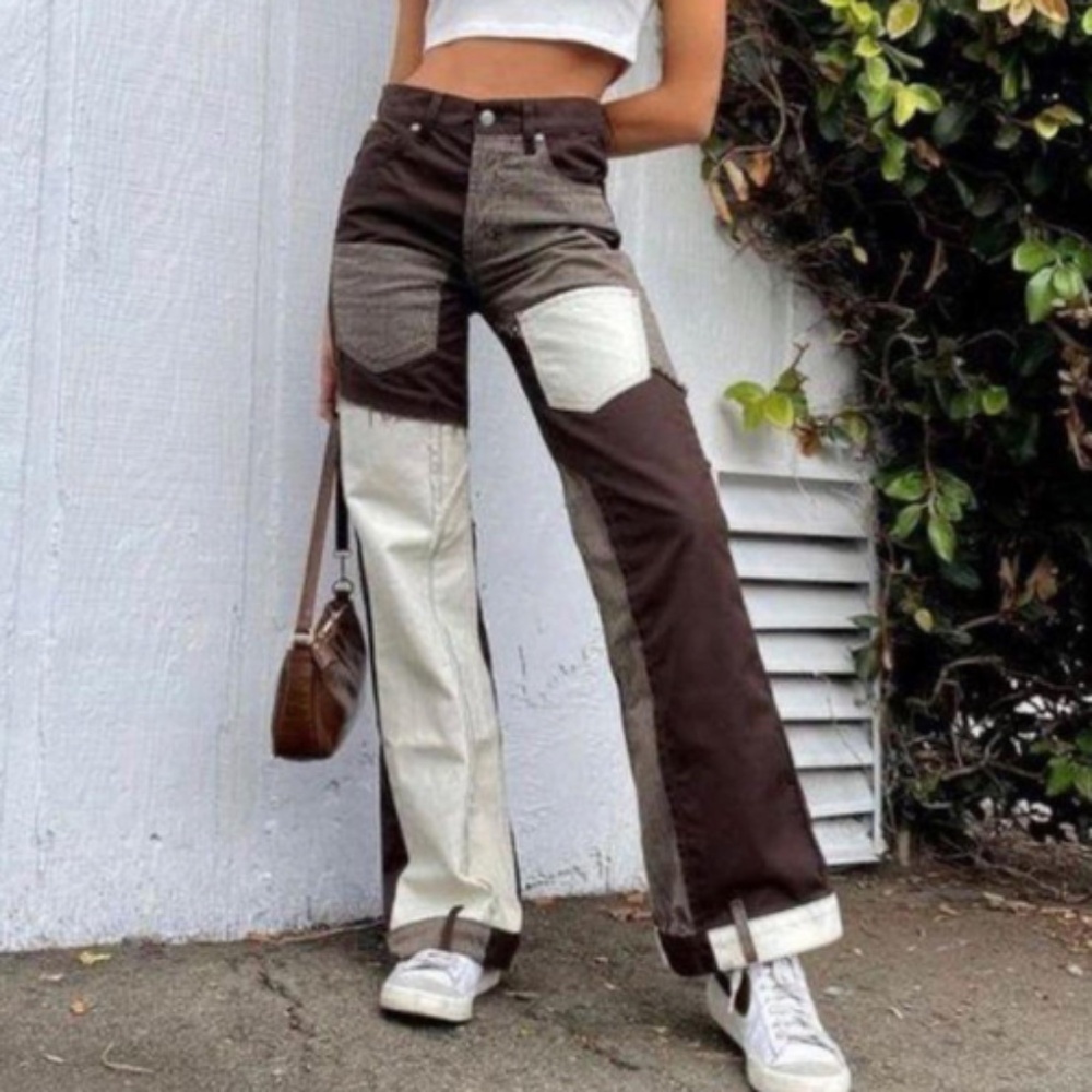 Revice Womens Pieced Patchwork Patch Brown Bootcu… - image 1